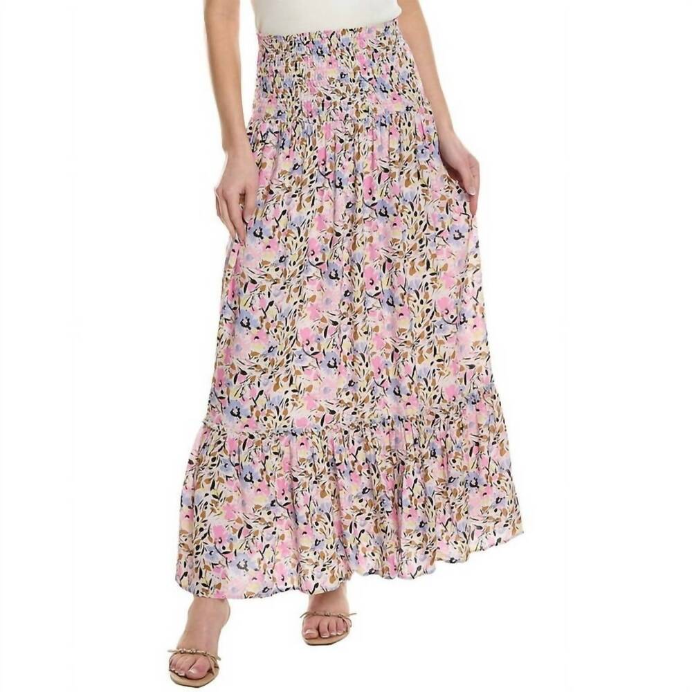 NEW SALTWATER LUXE davi convertible floral maxi skirt in pink multi